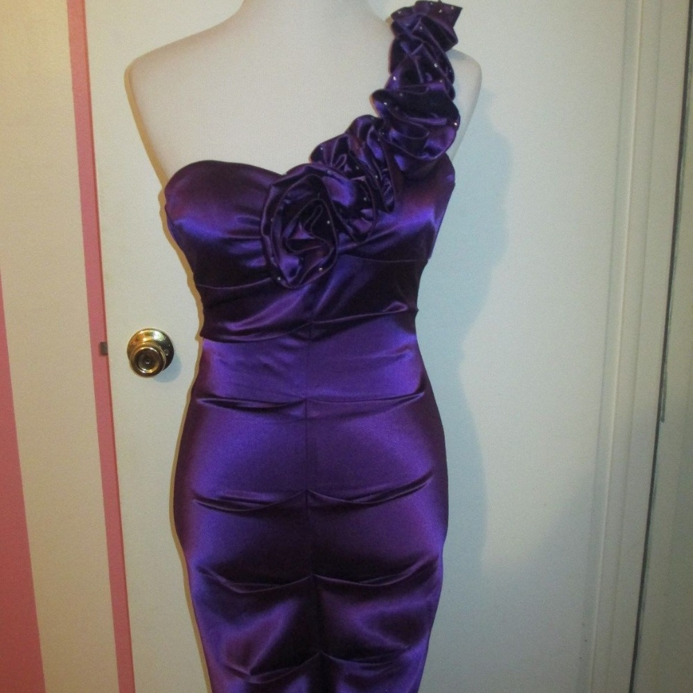 Stacy Sklar Purple Cocktail Ruched Dress SIZE 5